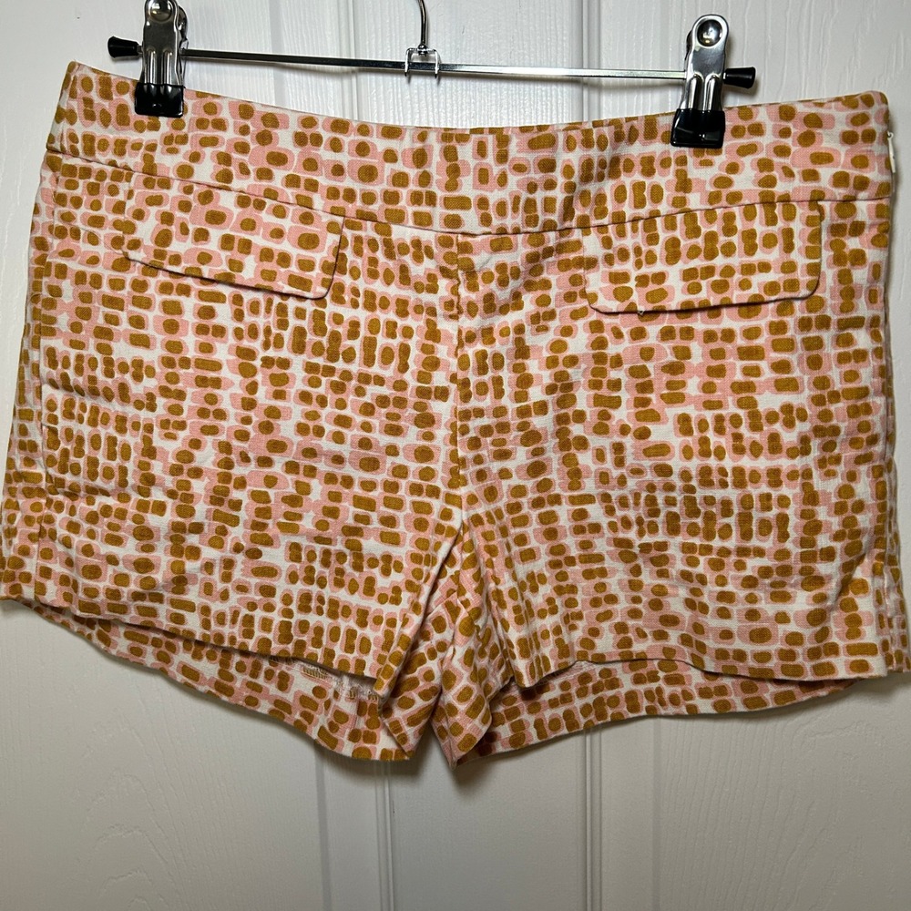 J.Crew City Shorts Pink Brown Print Chino Summer Casual Size 4